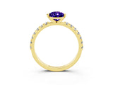 Yellow gold Pear Cut Tanzanite Solitaire Pavé Band with Four-Prong Setting_3