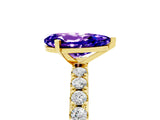 Yellow gold Pear Cut Tanzanite Solitaire Pavé Band with Four-Prong Setting_5