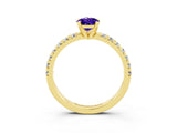 Yellow gold Pear Cut Tanzanite Solitaire Pavé Engagement Ring with Round Band and Prong Setting_15