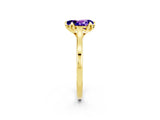 Yellow gold Pear Cut Tanzanite Solitaire Ring with Flower Prong Setting and Classic Band_44