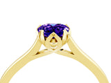 Yellow gold Pear Cut Tanzanite Solitaire Ring with Flower Prong Setting and Classic Band_46