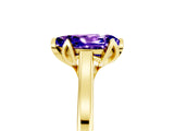 Yellow gold Pear Cut Tanzanite Solitaire Ring with Flower Prong Setting and Classic Band_47