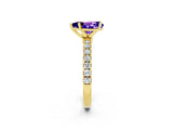 Yellow gold Pear Cut Tanzanite Solitaire Ring with Pavé Accents and Four-Prong Setting_2