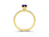 Yellow gold Pear Cut Tanzanite Solitaire Ring with Pavé Accents and Four-Prong Setting_3