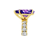 Yellow gold Pear Cut Tanzanite Solitaire Ring with Pavé Accents and Four-Prong Setting_5