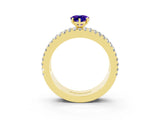 Yellow gold Pear Cut Tanzanite Solitaire Ring with Pavé and Channel Set Band_3