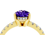 Yellow gold Pear Cut Tanzanite Solitaire Ring with Round  Pavé Band and Four-Prong Setting_40