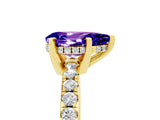Yellow gold Pear Cut Tanzanite Solitaire Ring with Round  Pavé Band and Four-Prong Setting_41