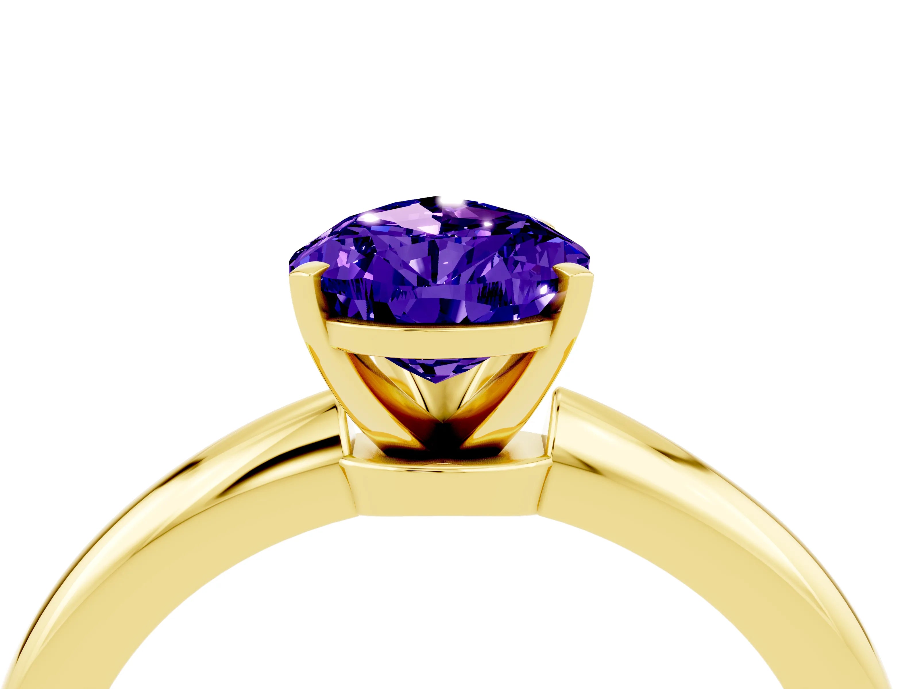 Yellow gold Pear Cut Tanzanite Solitaire Ring with Six-Prong Setting and Classic Band_4