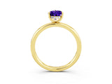 Yellow gold Pear Cut Tanzanite Solitaire Ring with Thin Band and Four-Prong Setting_3