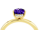 Yellow gold Pear Cut Tanzanite Solitaire Ring with Thin Band and Four-Prong Setting_4