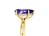 Yellow gold Pear Cut Tanzanite Solitaire Ring with Thin Band and Four-Prong Setting_5