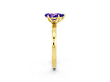 Yellow gold Pear Cut Tanzanite Solitaire Ring with Thin Band and Prong Setting_14