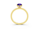 Yellow gold Pear Cut Tanzanite Solitaire Ring with Thin Band and Prong Setting_15