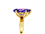 Yellow gold Pear Cut Tanzanite Solitaire Ring with Thin Band and Prong Setting_17