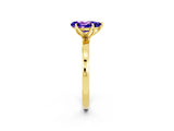 Yellow gold Pear Cut Tanzanite Solitaire Ring with Thin Band and Prong Setting_20