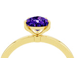 Yellow gold Pear Cut Tanzanite Solitaire Ring with Thin Band and Prong Setting_22