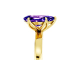 Yellow gold Pear Cut Tanzanite Solitaire Ring with Thin Band and Prong Setting_23