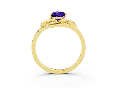 Yellow gold Pear Cut Tanzanite Solitaire Ring with Twist Band and Four-Prong Setting_27