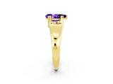 Yellow gold Pear Cut Tanzanite Solitaire Ring with Wide Band and Prong Setting_2