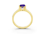 Yellow gold Pear Cut Tanzanite Solitaire Ring with Wide Band and Prong Setting_3
