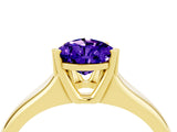 Yellow gold Pear Cut Tanzanite Solitaire Ring with Wide Band and Prong Setting_4