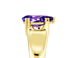 Yellow gold Pear Cut Tanzanite Solitaire Ring with Wide Band and Prong Setting_5