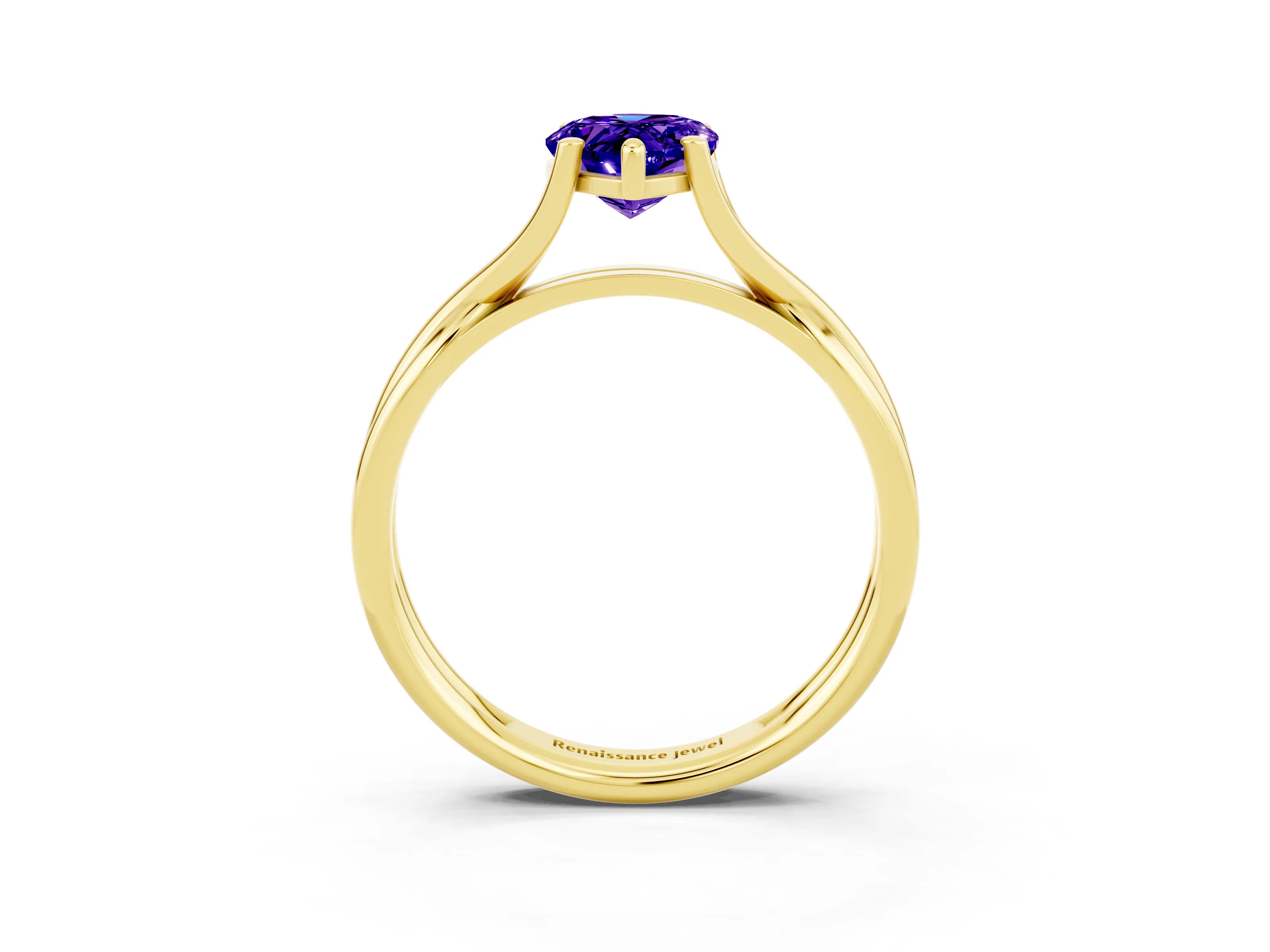 Yellow gold Pear Cut Tanzanite Solitaire Twist Band Prong Setting Ring_27
