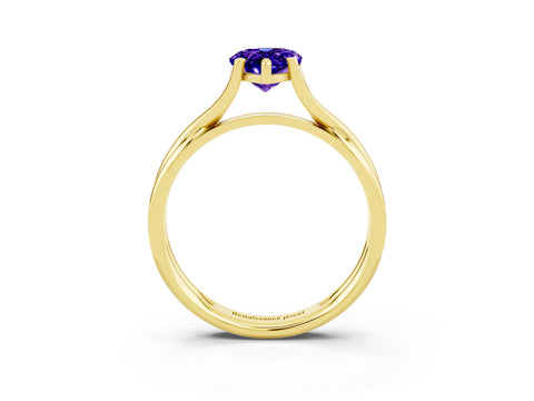 Yellow gold Pear Cut Tanzanite Solitaire Twist Band Prong Setting Ring_27