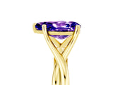 Yellow gold Pear Cut Tanzanite Solitaire Twist Band Prong Setting Ring_41