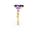 Yellow gold Pear Cut Tanzanite Solitaire Twisted Band with Round  Accents and Prong Setting_14