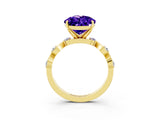 Yellow gold Pear Cut Tanzanite Solitaire Twisted Band with Round  Accents and Prong Setting_15