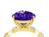 Yellow gold Pear Cut Tanzanite Solitaire Twisted Band with Round  Accents and Prong Setting_16