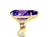 Yellow gold Pear Cut Tanzanite Solitaire Twisted Band with Round  Accents and Prong Setting_17