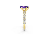 Yellow gold Pear Cut Tanzanite Solitaire with Side Stones, Pave Band, Four-Prong Setting_38