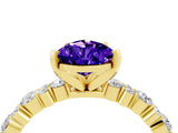 Yellow gold Pear Cut Tanzanite Solitaire with Side Stones, Pave Band, Four-Prong Setting_40