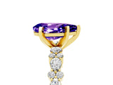 Yellow gold Pear Cut Tanzanite Solitaire with Side Stones, Pave Band, Four-Prong Setting_41
