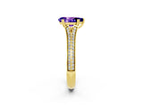 Yellow gold Pear Cut Tanzanite Split Shank Engagement Ring with Pavé Band_2