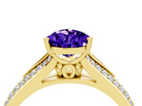 Yellow gold Pear Cut Tanzanite Split Shank Engagement Ring with Pavé Band_4