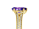 Yellow gold Pear Cut Tanzanite Split Shank Engagement Ring with Pavé Band_5