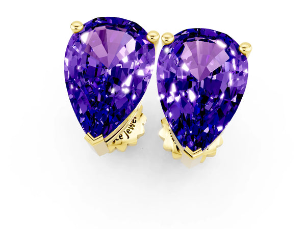 Yellow gold Pear Cut Tanzanite Stud Earrings