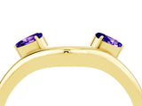 Yellow gold Pear Cut Tanzanite Two-Stone Open Band Ring with Prong Setting_10