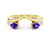 Yellow gold Pear Cut Tanzanite Two-Stone Open Band Ring with Prong Setting_6