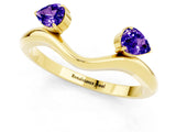 Yellow gold Pear Cut Tanzanite Two-Stone Open Band Ring with Prong Setting_7