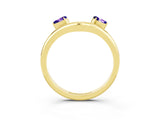Yellow gold Pear Cut Tanzanite Two-Stone Open Band Ring with Prong Setting_9