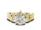 Yellow gold Pear Cut Three-Stone Channel Set Ring with Bar Prongs_80