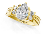 Yellow gold Pear Cut Three-Stone Channel Set Ring with Bar Prongs_83