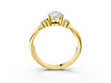 Yellow gold Pear Cut Three-Stone Channel Set Ring with Bar Prongs_84