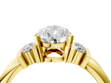 Yellow gold Pear Cut Three-Stone Channel Set Ring with Bar Prongs_85