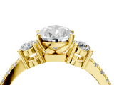 Yellow gold Pear Cut Three-Stone Diamond Pavé Band with Prong Setting_63